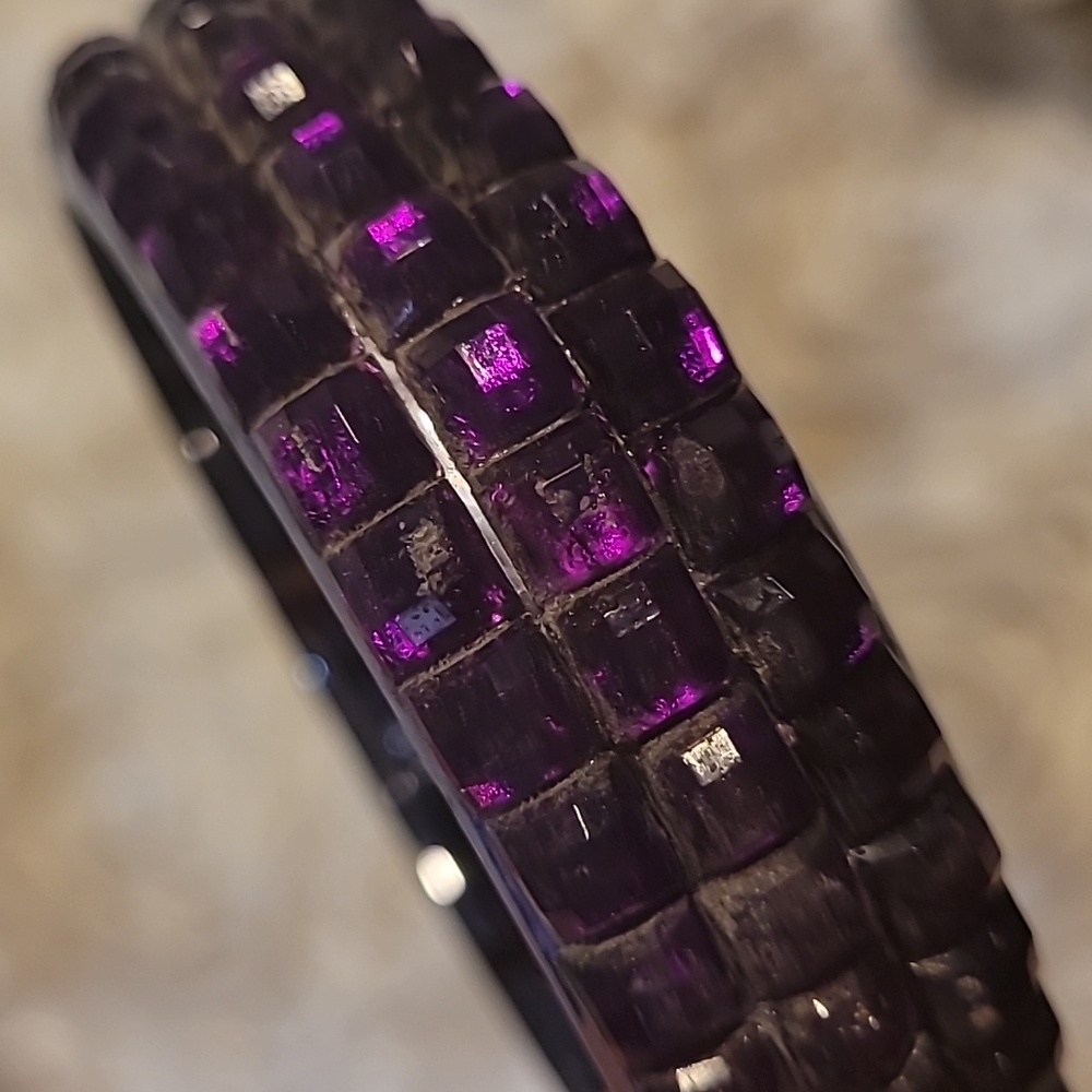 Purple Rhinestone Bracelet Rhinestone Band. - Picture 4 of 8